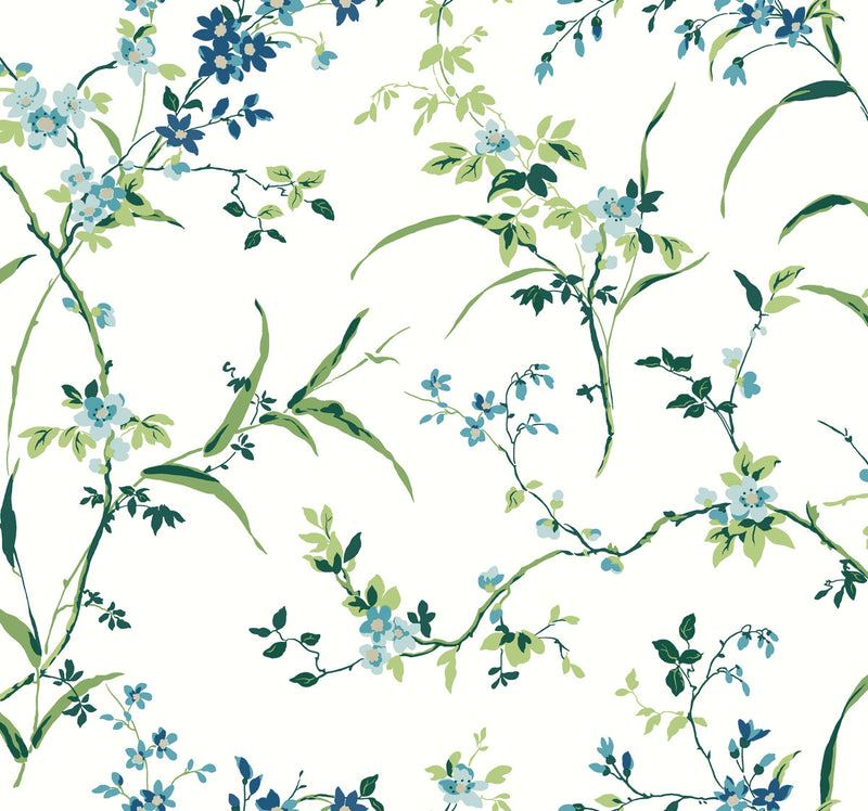 media image for Blossom Branches Wallpaper in White/Blue from the Blooms Second Edition 242