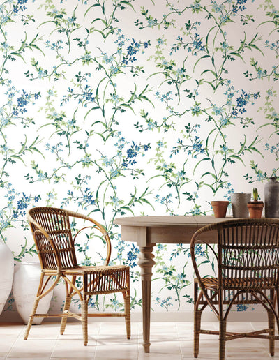 product image for Blossom Branches Wallpaper in White/Blue from the Blooms Second Edition 32