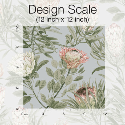 product image for Protea Wallpaper in Dusty Blue/Coral from the Blooms Second Edition 79