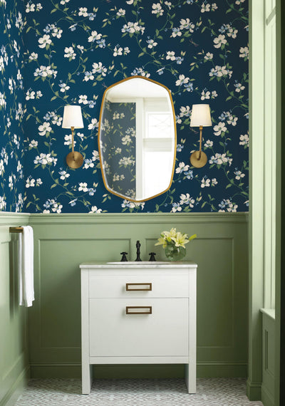 product image for Dogwood Wallpaper in Navy from the Blooms Second Edition 52