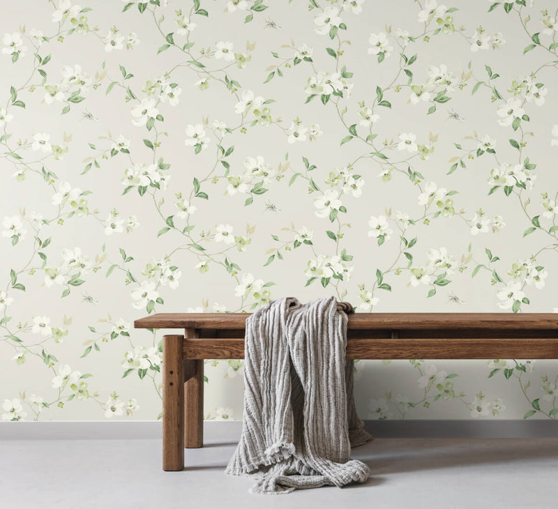 media image for Dogwood Wallpaper in Light Grey from the Blooms Second Edition 290