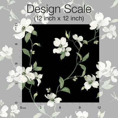 product image for Dogwood Wallpaper in Black from the Blooms Second Edition 62