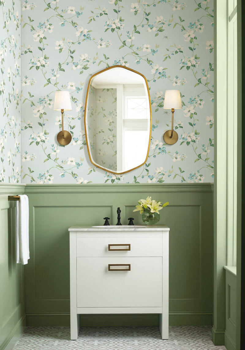 media image for Dogwood Wallpaper in Light Blue from the Blooms Second Edition 230