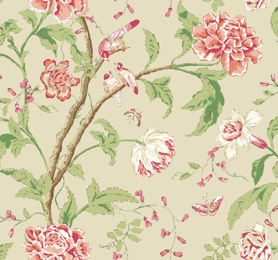 product image of Teahouse Floral Wallpaper in Cream/Coral from the Blooms Second Edition 55