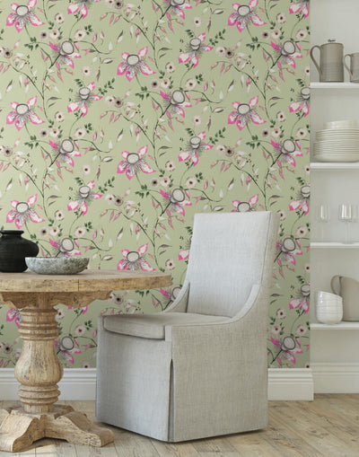 product image for Dream Blossom Wallpaper in Light Green from the Blooms Second Edition 75