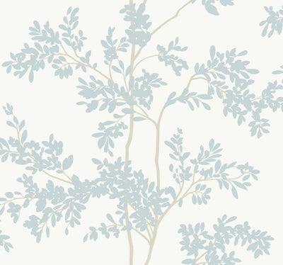 product image for Lunaria Silhouette Wallpaper in White/Cloud Blue from the Blooms Second Edition 76