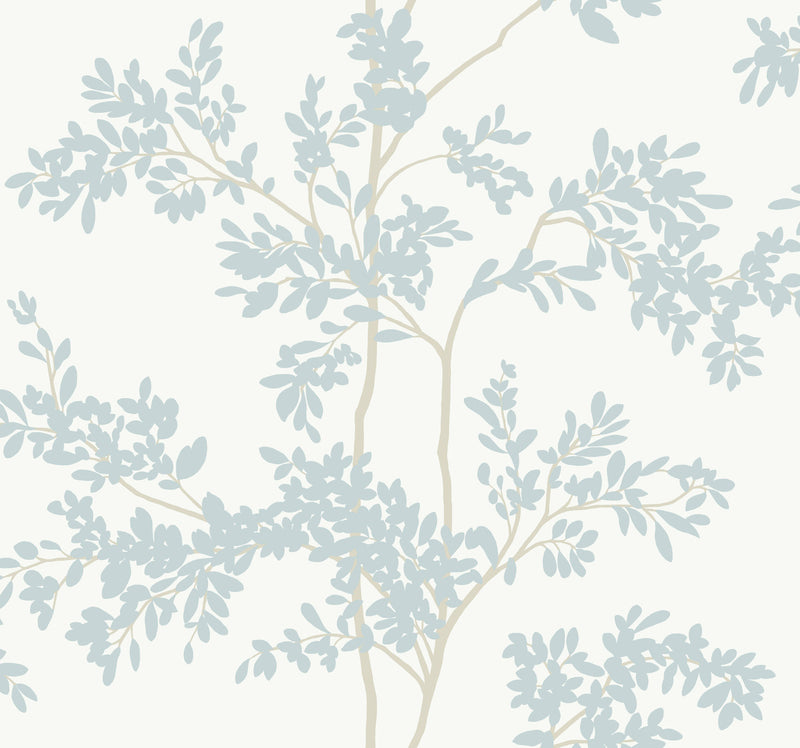 media image for Lunaria Silhouette Wallpaper in White/Cloud Blue from the Blooms Second Edition 224