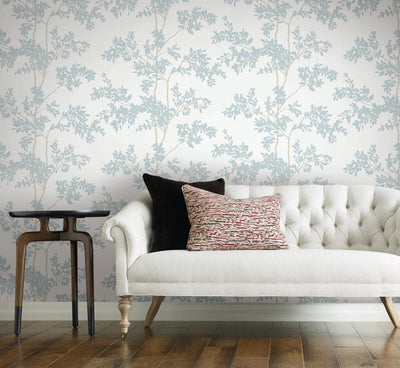 product image for Lunaria Silhouette Wallpaper in White/Cloud Blue from the Blooms Second Edition 79