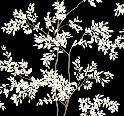 product image for Lunaria Silhouette Wallpaper in Black/White from the Blooms Second Edition 31