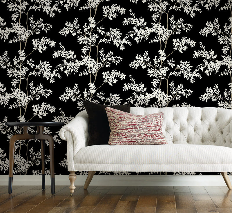 media image for Lunaria Silhouette Wallpaper in Black/White from the Blooms Second Edition 255