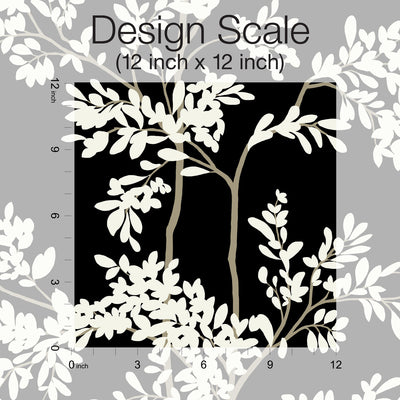 product image for Lunaria Silhouette Wallpaper in Black/White from the Blooms Second Edition 48