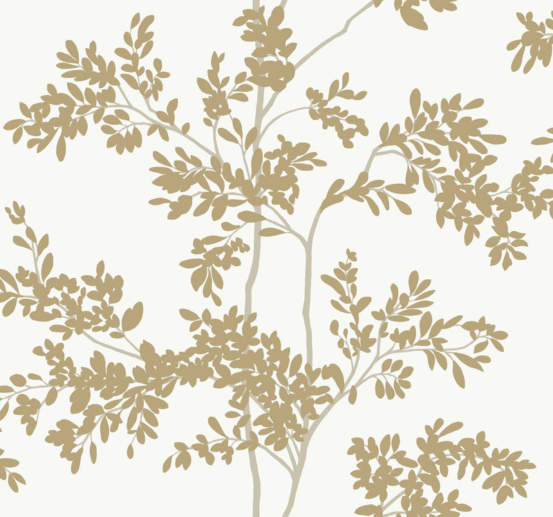 media image for Lunaria Silhouette Wallpaper in White/Gold from the Blooms Second Edition 223