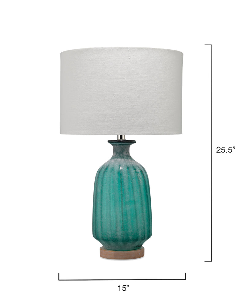 media image for Aqua Frosted Glass Table Lamp with Shade design by Jamie Young 281