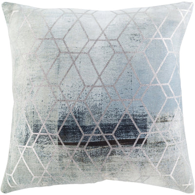 product image for Balliano BLN-005 Woven Square Pillow in Aqua & Metallic - Silver by Surya 82