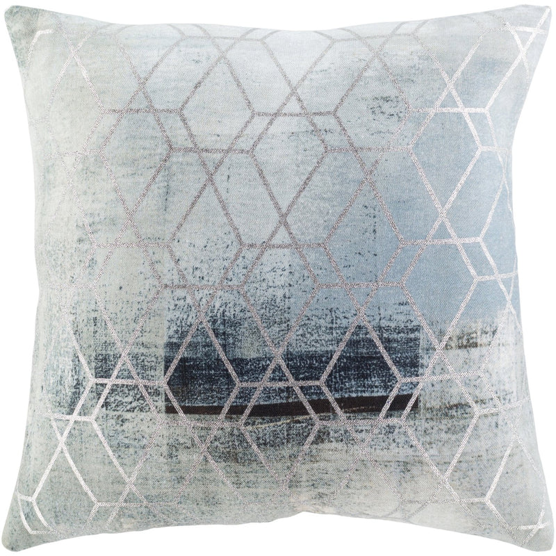 media image for Balliano BLN-005 Woven Square Pillow in Aqua & Metallic - Silver by Surya 283