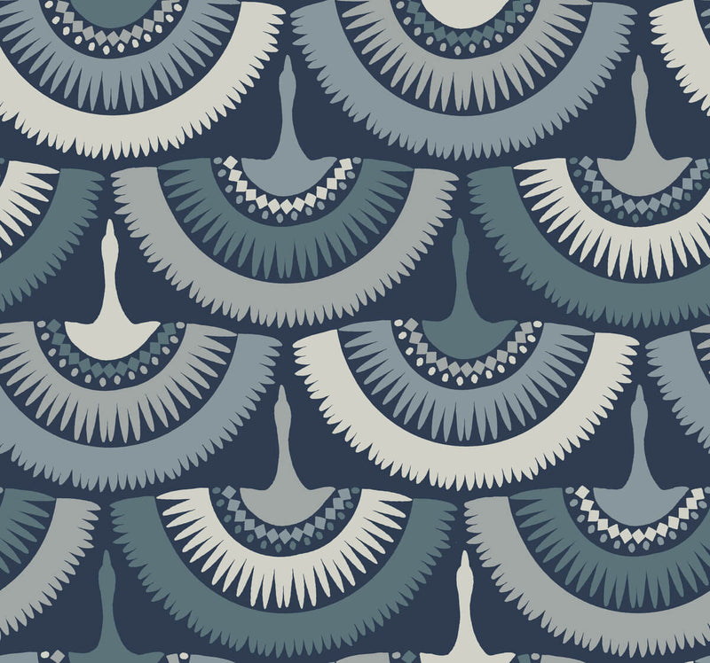 media image for Feather and Fringe Wallpaper in Blue from the Bohemian Luxe Collection by Antonina Vella 288