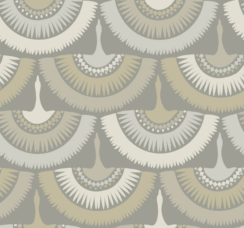 media image for Feather and Fringe Wallpaper in Grey from the Bohemian Luxe Collection by Antonina Vella 244