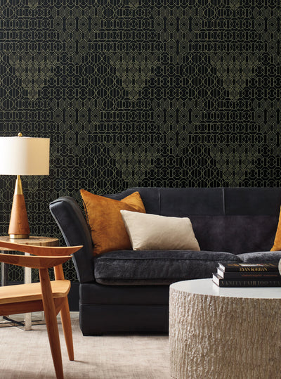 product image for Modern Chandelier Wallpaper in Black from the Bohemian Luxe Collection by Antonina Vella 77