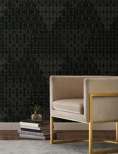 product image for Modern Chandelier Wallpaper in Black from the Bohemian Luxe Collection by Antonina Vella 89