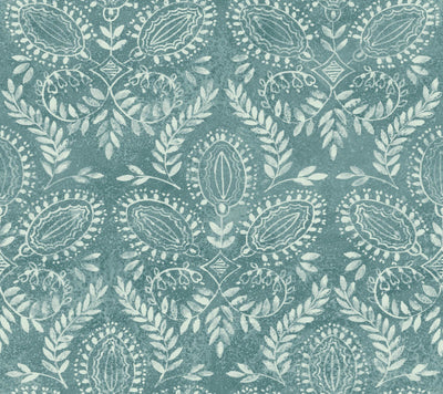 product image of Laurel Damask Wallpaper in Teal from the Bohemian Luxe Collection by Antonina Vella 575
