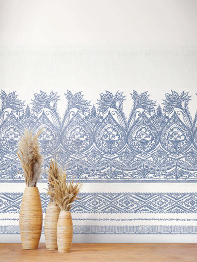 product image of Henna Wallpaper Mural in Blue/White from the Bohemian Luxe Collection by Antonina Vella 580