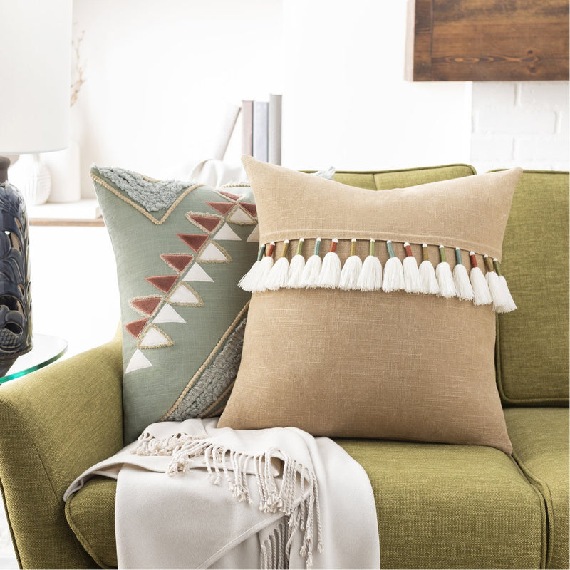 media image for Bisbee BSB-001 Woven Pillow in Clay & Mint by Surya 281