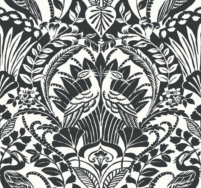 media image for Egret Damask Wallpaper in Black/White from Damask Resource Library by York Wallcoverings 20