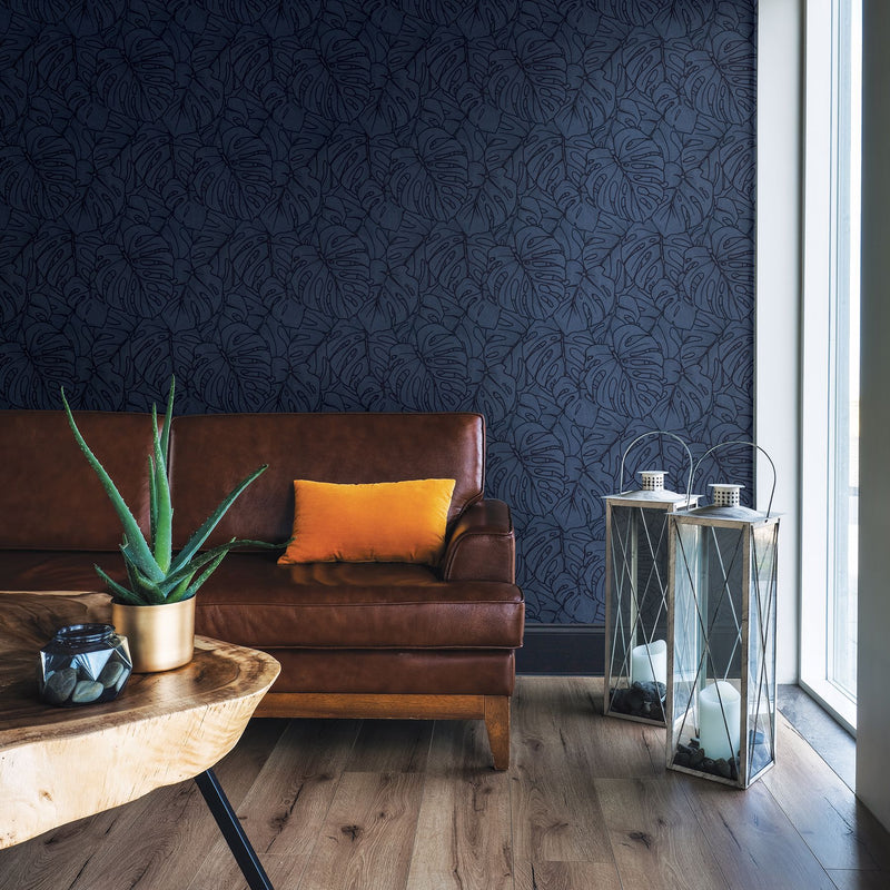media image for Balboa Botanical Wallpaper in Indigo from the Scott Living Collection by Brewster Home Fashions 248