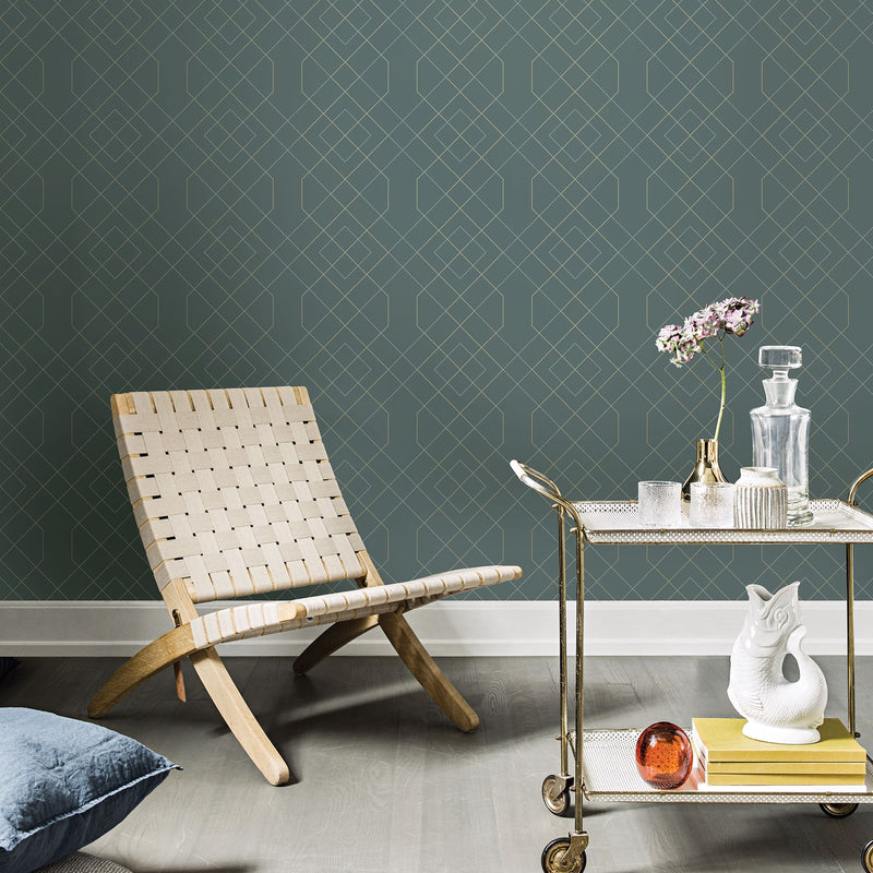 media image for Ballard Geometric Wallpaper in Teal from the Scott Living Collection by Brewster Home Fashions 228