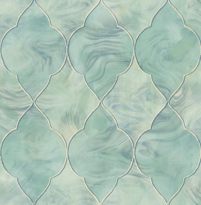 product image of Baroque Glass Wallpaper in Blue, Gold, and Cream from the Aerial Collection by Mayflower Wallpaper 560