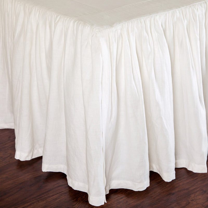 media image for Gathered Linen Bedskirt in White design by Pom Pom at Home 269