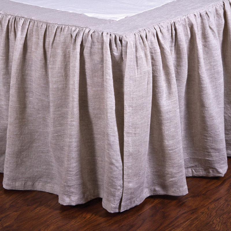 media image for Gathered Linen Bedskirt in Flax design by Pom Pom at Home 275