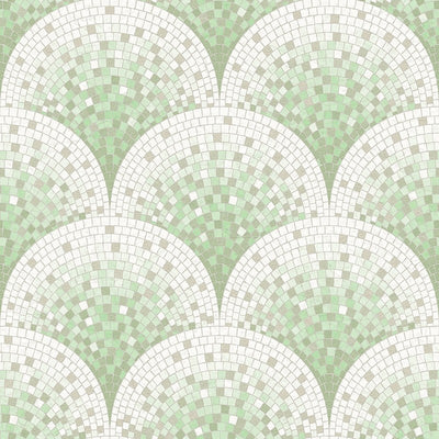 product image for Bella Textured Tile Effect Wallpaper in Green and Metallic by BD Wall 9