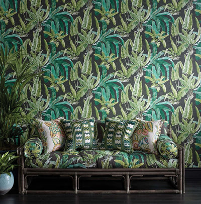 product image of Benmore Wallpaper in Emerald and Ebony from the Ashdown Collection by Nina Campbell for Osborne & Little 571
