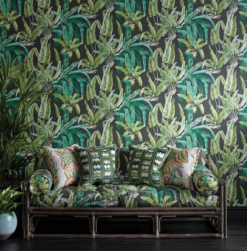 media image for Benmore Wallpaper in Emerald and Ebony from the Ashdown Collection by Nina Campbell for Osborne & Little 249