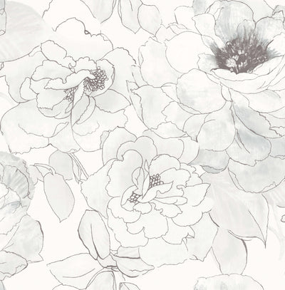 product image for Paper Rose Peel & Stick Wallpaper in Black/White by Mayflower 84