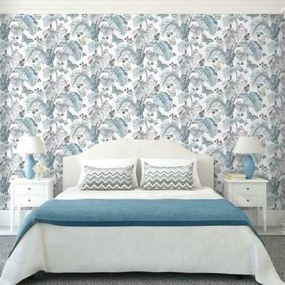 product image for Boho Palm Peel & Stick Wallpaper in Blue by RoomMates for York Wallcoverings 38