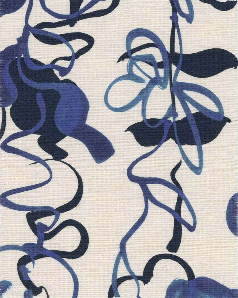 media image for Bossa Grasscloth Cobalt Wallpaper 234