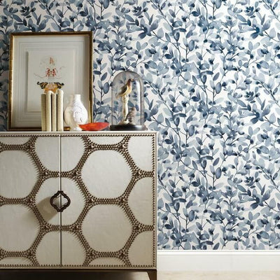 product image for Botany Vines Peel & Stick Wallpaper in Blue by York Wallcoverings 96