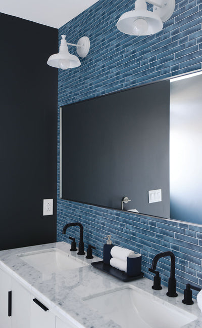 product image for Brushed Metal Tile Peel-and-Stick Wallpaper in Denim Blue by NextWall 3