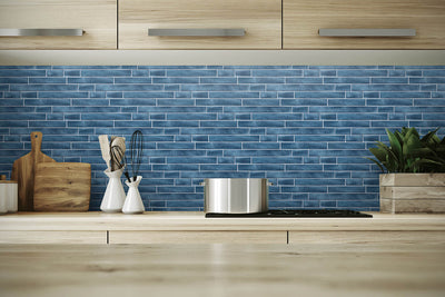 product image for Brushed Metal Tile Peel-and-Stick Wallpaper in Denim Blue by NextWall 90