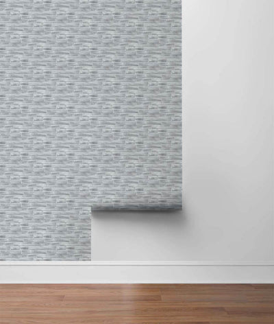 product image for Brushed Metal Tile Peel-and-Stick Wallpaper in Silver by NextWall 55