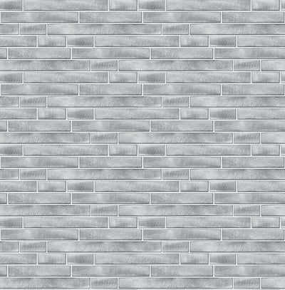 product image for Brushed Metal Tile Peel-and-Stick Wallpaper in Silver by NextWall 53