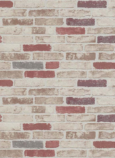 product image of Bryce Faux Brick Wallpaper in Beige, Red, and Brown design by BD Wall 560