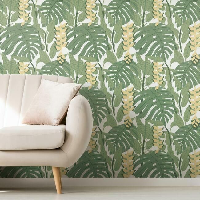 media image for Bunaken Peel & Stick Wallpaper in Green and Yellow by RoomMates for York Wallcoverings 222