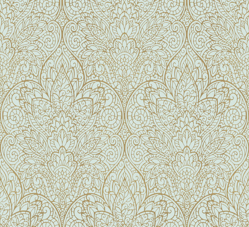 media image for Paradise Blue/Gold Wallpaper from the After Eight Collection by Candice Olson 272