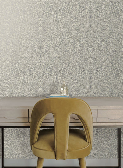 product image for Paradise White/Silver Wallpaper from the After Eight Collection by Candice Olson 5
