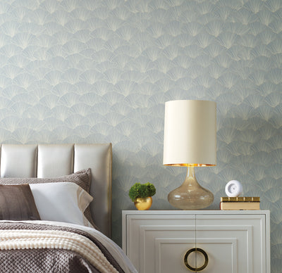 product image for Luminous Ginkgo Blue Wallpaper from the Modern Artisan II Collection by Candice Olson 7