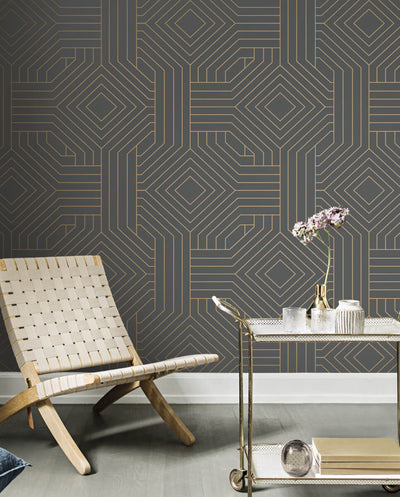 product image for Diverging Diamonds Dark Grey Wallpaper from the Modern Artisan II Collection by Candice Olson 97