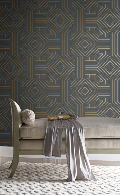 product image for Diverging Diamonds Dark Grey Wallpaper from the Modern Artisan II Collection by Candice Olson 83